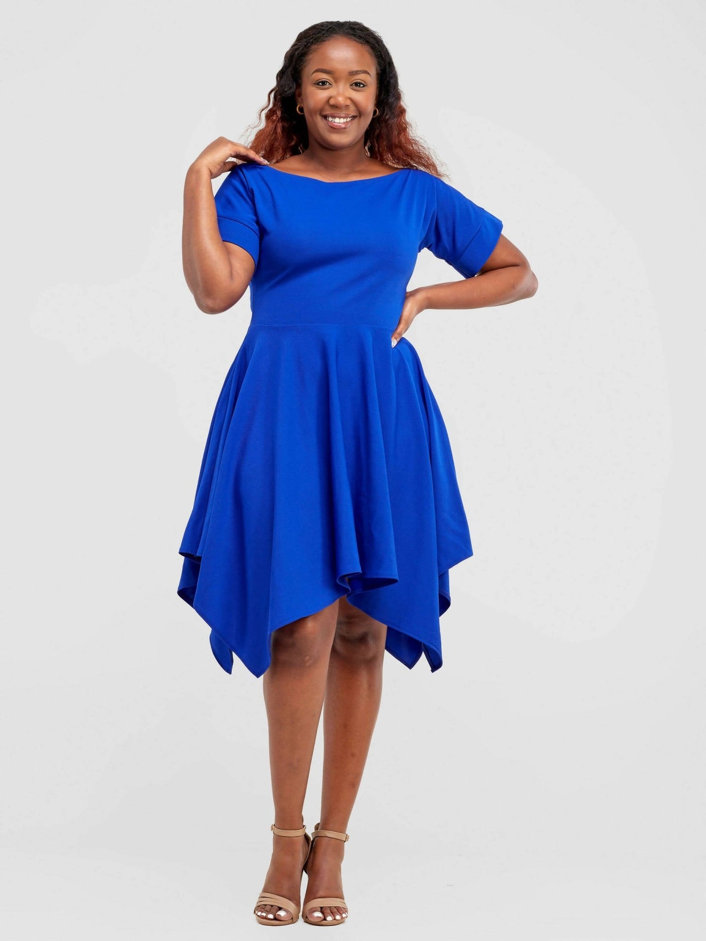 Jolly Fancy Wear Boat Neck Dress - Royal Blue - Shopzetu