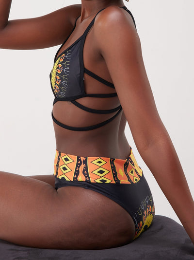 Beach Store Kaori Ankara Swimsuit - Black Print - Shop Zetu Kenya