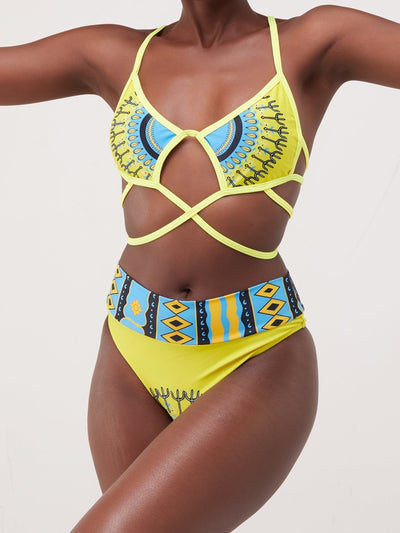 Beach Store Kaori Ankara Swimsuit - Yellow Print - Shop Zetu Kenya