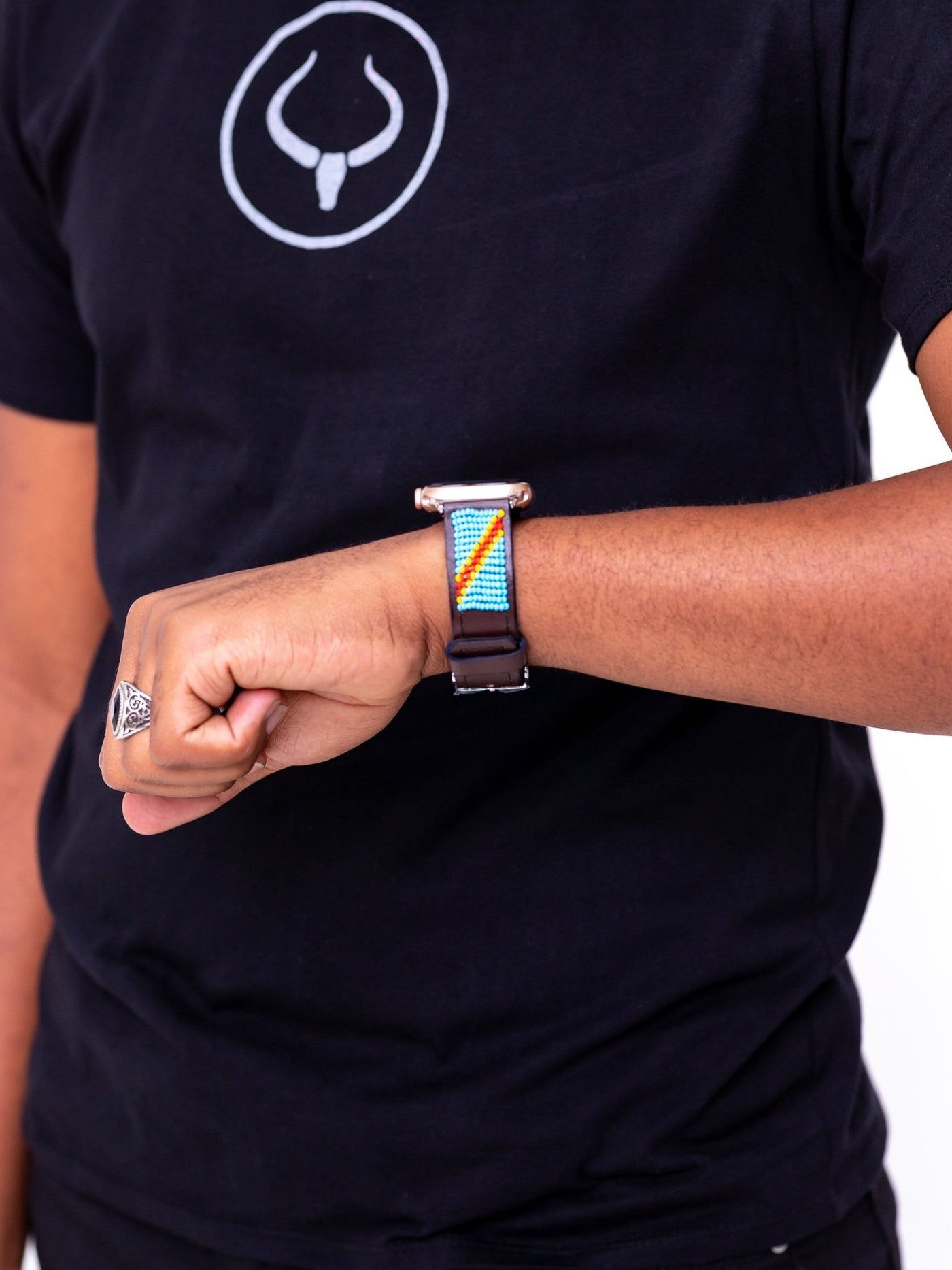 Beaded Apple Watch Strap DRC - Brown - Shop Zetu Kenya