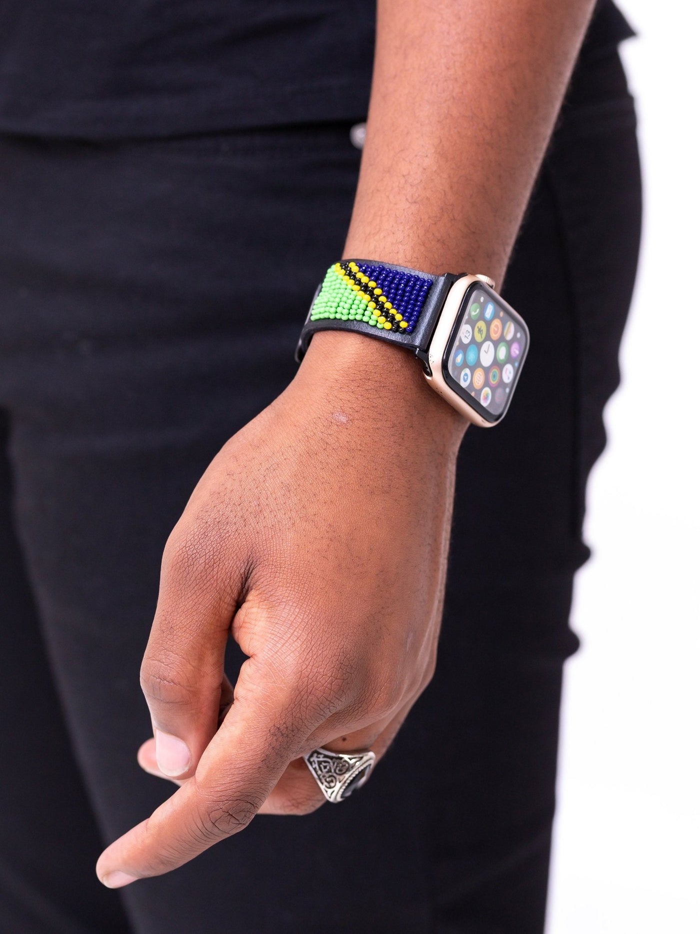 Beaded Apple Watch Strap TZ - Black - Shop Zetu Kenya