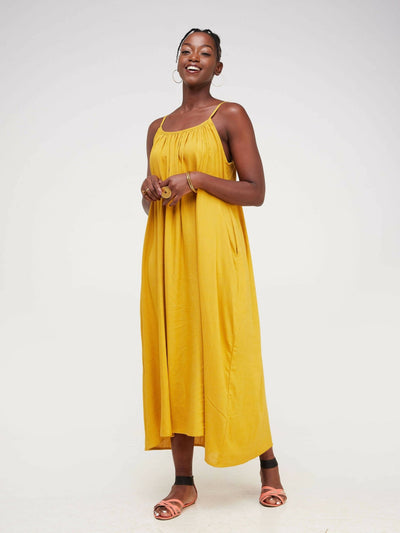 Fauza Design Asili Linen Maxi Dress - Mustard - Shopzetu