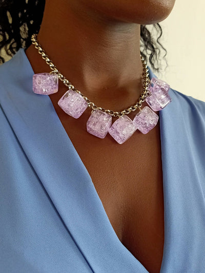 Xara Gems Dance Necklace - Purple - Shopzetu