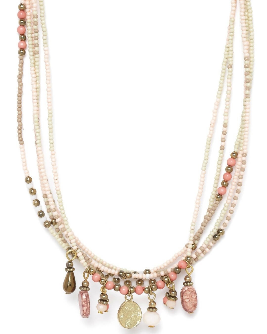 Slaks World Fashion Bead Choker Necklace - Gold - Shopzetu