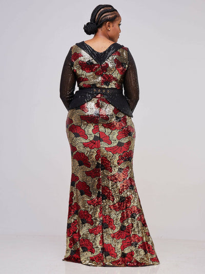 Bold N Chic Flowered Gown- Red - Shop Zetu Kenya