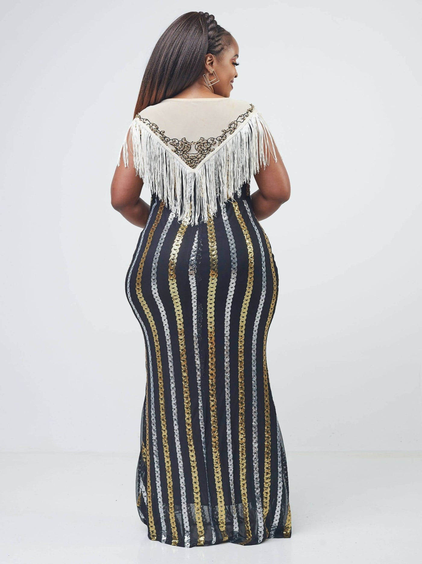 Bold N Chic Fringe Sequin Gown- Gold - Shop Zetu Kenya