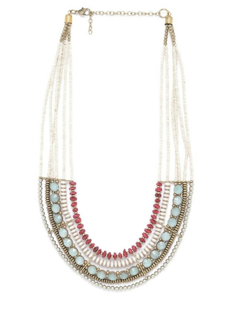 Slaks World Fashion Beads and Stone Necklace - Multicolor - Shopzetu
