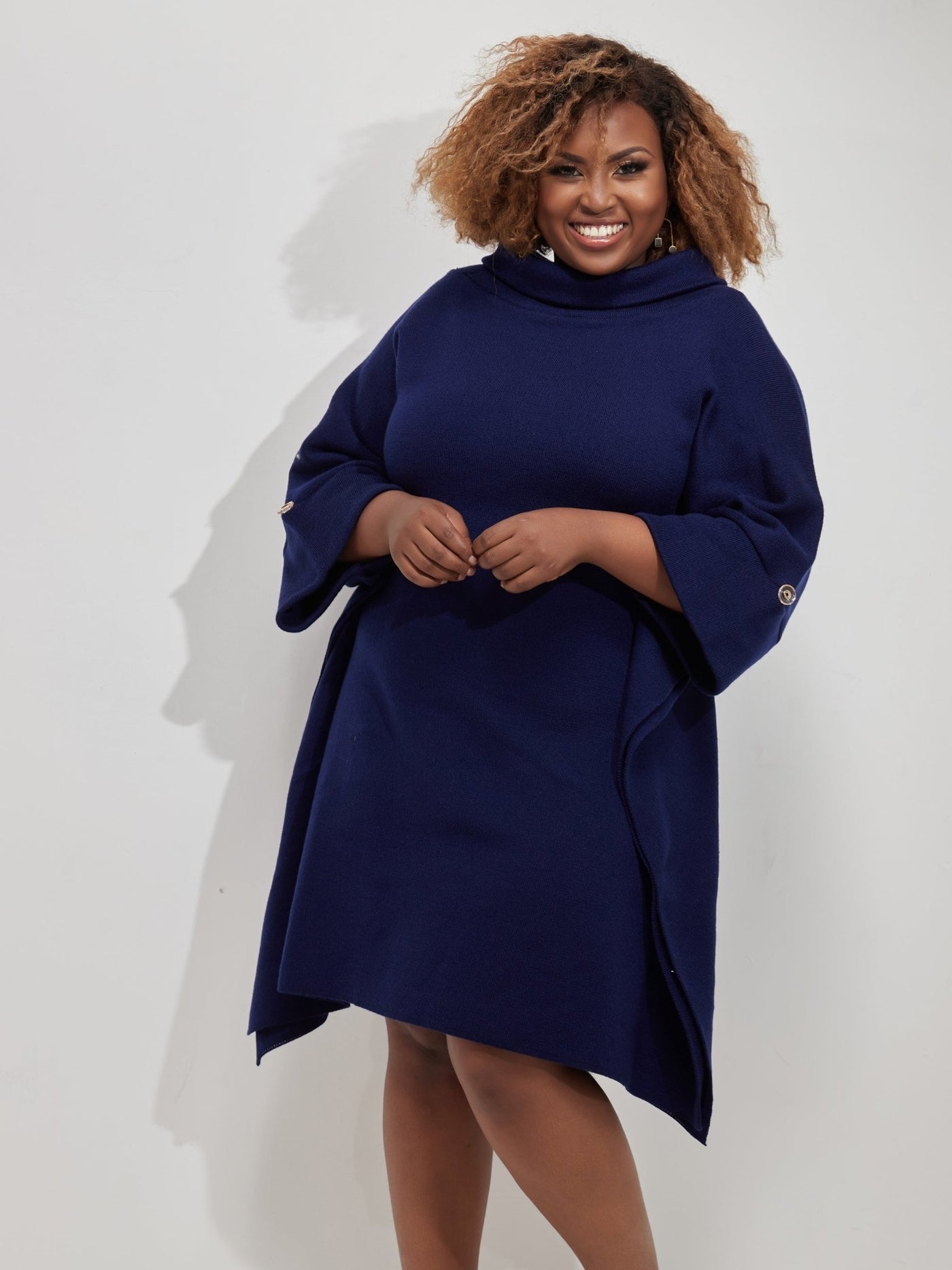 Carole Kinoti Blanketi Collection Flow Cape Dress - Navy Blue - Shop Zetu Kenya