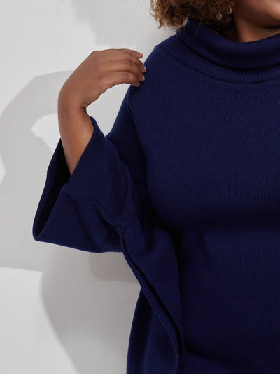 Carole Kinoti Blanketi Collection Flow Cape Dress - Navy Blue - Shop Zetu Kenya