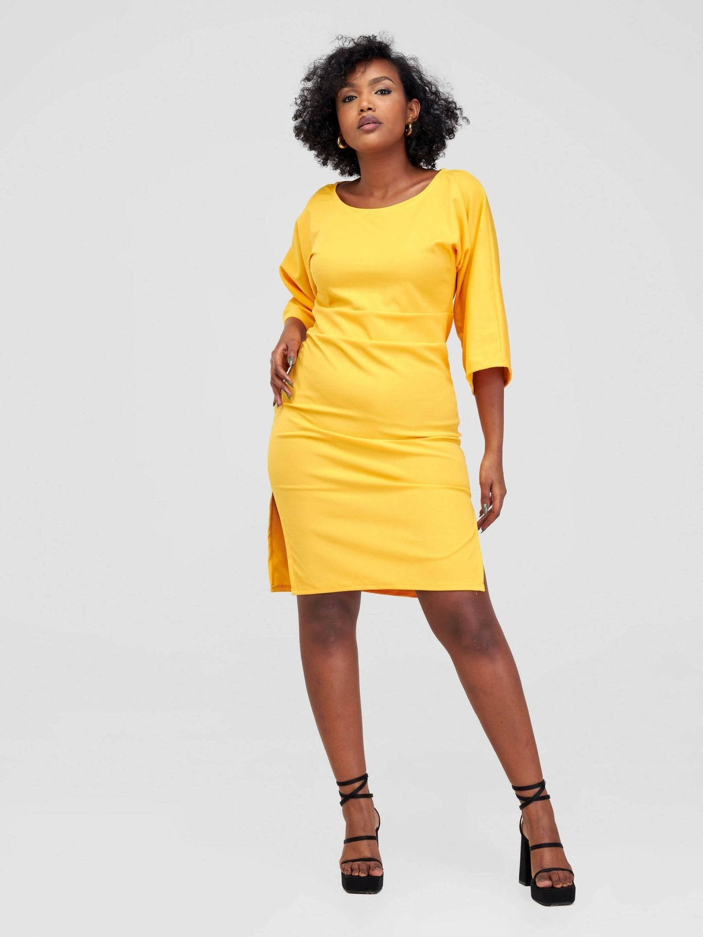 TimyT Urban Wear Official Dress Double Slits - Yellow - Shopzetu