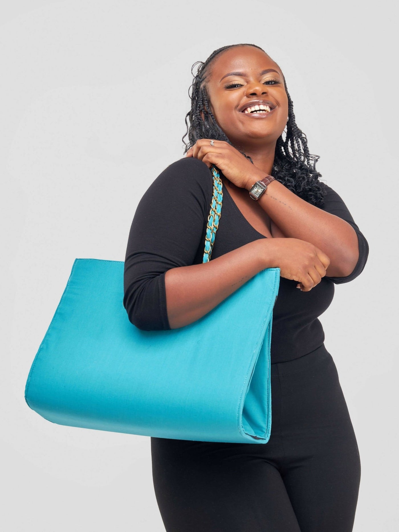 Kay Designs Chained Handbag -Turquoise - Shopzetu