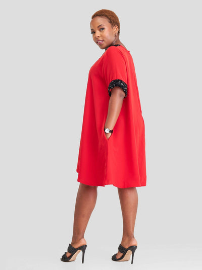 Garments Of Love Shanghai Shift Dress - Red - Shopzetu