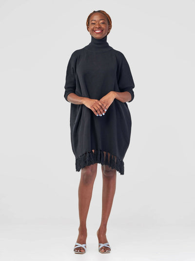 Anel's Knitwear Salsa Dress - Black - Shopzetu