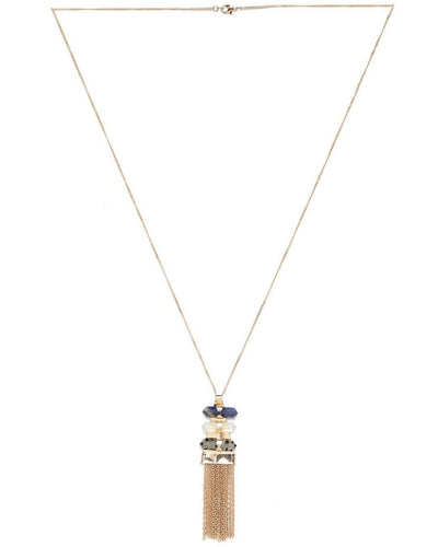 Slaks World Fashion Stone Beads Necklace - Gold - Shopzetu
