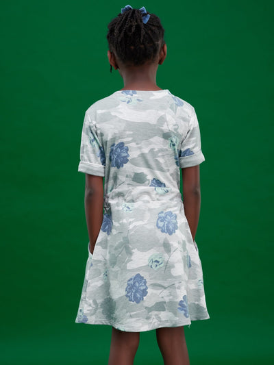 Davids Samawati A-Line Dress - Grey / Light Blue Print - Shop Zetu Kenya