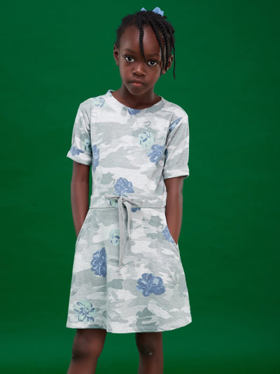 Davids Samawati A-Line Dress - Grey / Light Blue Print - Shop Zetu Kenya
