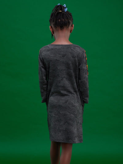 Davids Usiku Straight Dress - Dark Grey / Blue Print - Shop Zetu Kenya