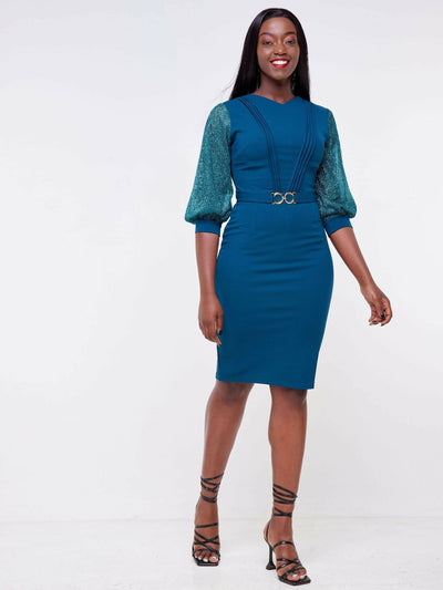 DD Holdings V- Neck Back Slit Bodycon Dress - Green - Shop Zetu Kenya