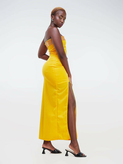 Da'joy Fashions Aphrodite Maxi Dress - Mustard - Shopzetu