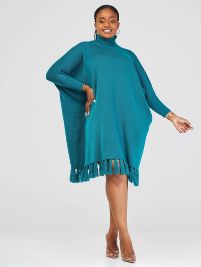Anel's Knitwear Salsa Dress - Teal - Shopzetu