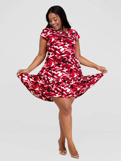Lizola Atemi Shift Dress - Red - Shopzetu