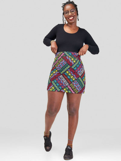 ZZFH Bakari Bandage Skirts - Multicolored Print - Shopzetu