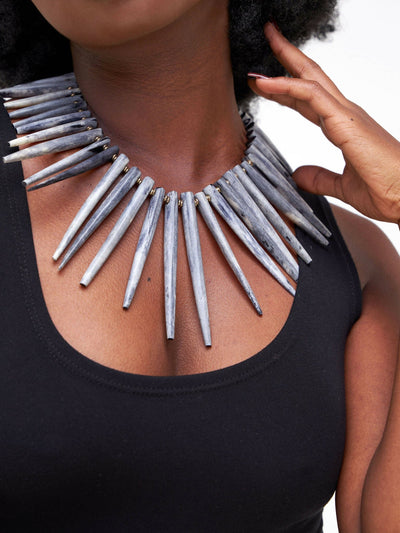 Kijivu Creatives Spikes Necklace - Grey - Shopzetu