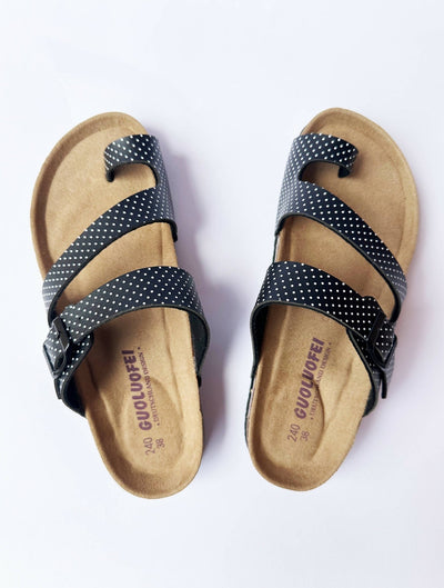 Foot Tadaah Comfortable & Quality Cork Sandals- Black Polka - Shopzetu