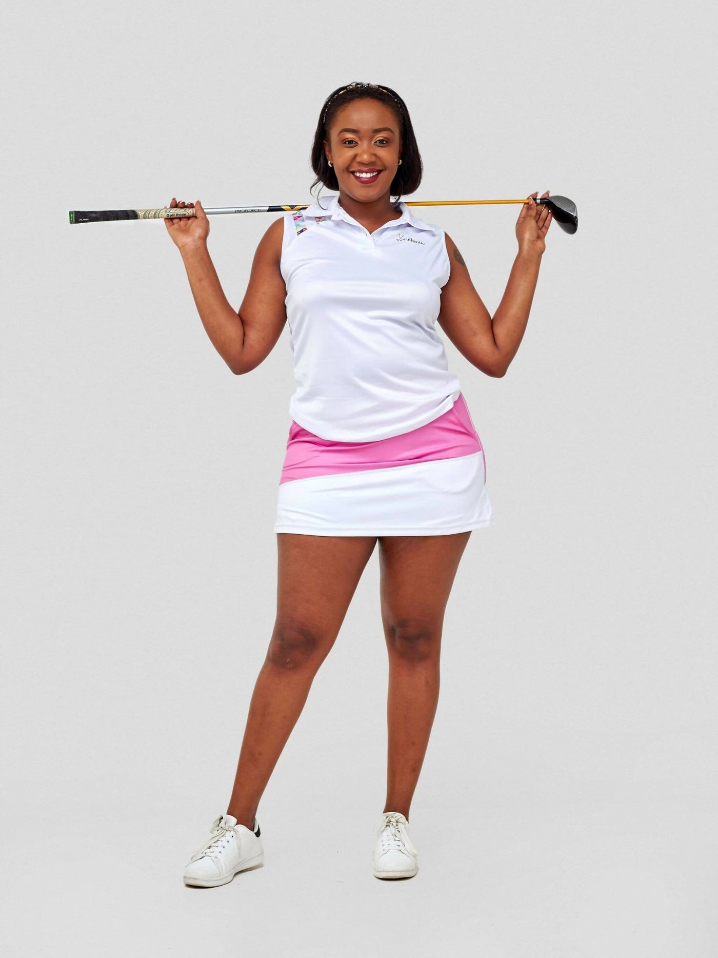 Authentic Golf Furaha Collection Skort Set - White / Pink - Shopzetu