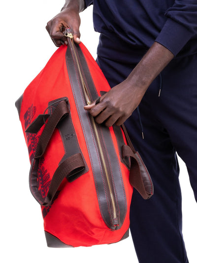 Eden Leather Canvas & Leather Nairobi Travel Bag - Red - Shop Zetu Kenya