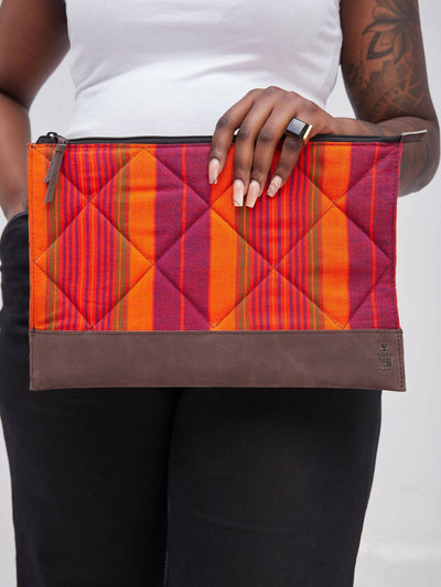 Eden Leather Mara Laptop Sleeve - Orange / Brown - Shop Zetu Kenya