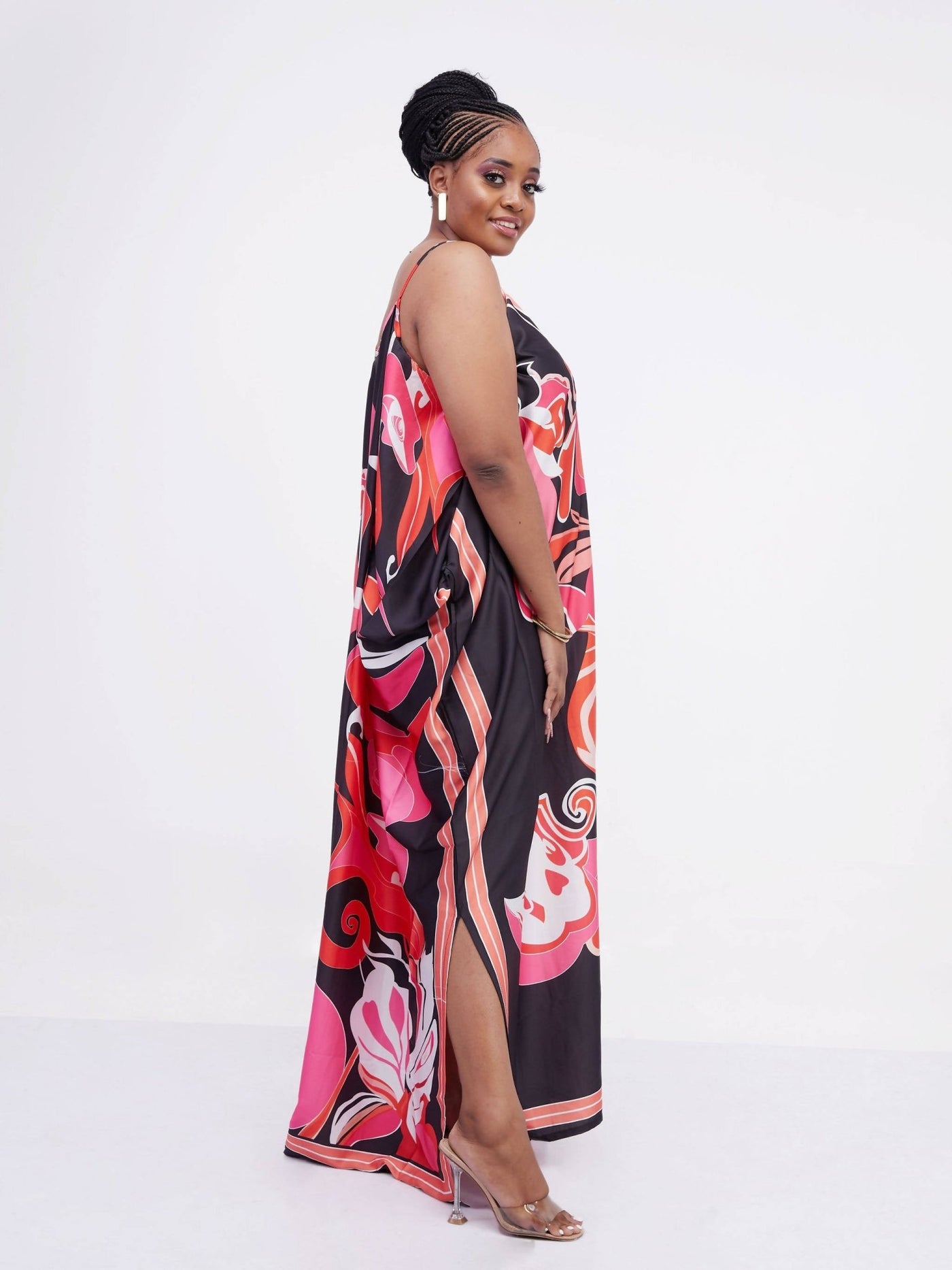 Elan Fashions Kaftan - Black / Pink / Red Floral - Shop Zetu Kenya