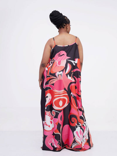 Elan Fashions Kaftan - Black / Pink / Red Floral - Shop Zetu Kenya