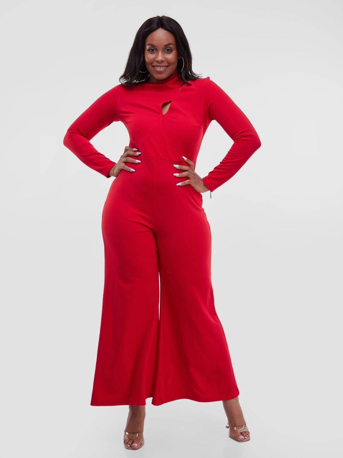 Elsie Glamour Sidai Wide Leg Jumpsuit - Red - Shop Zetu Kenya