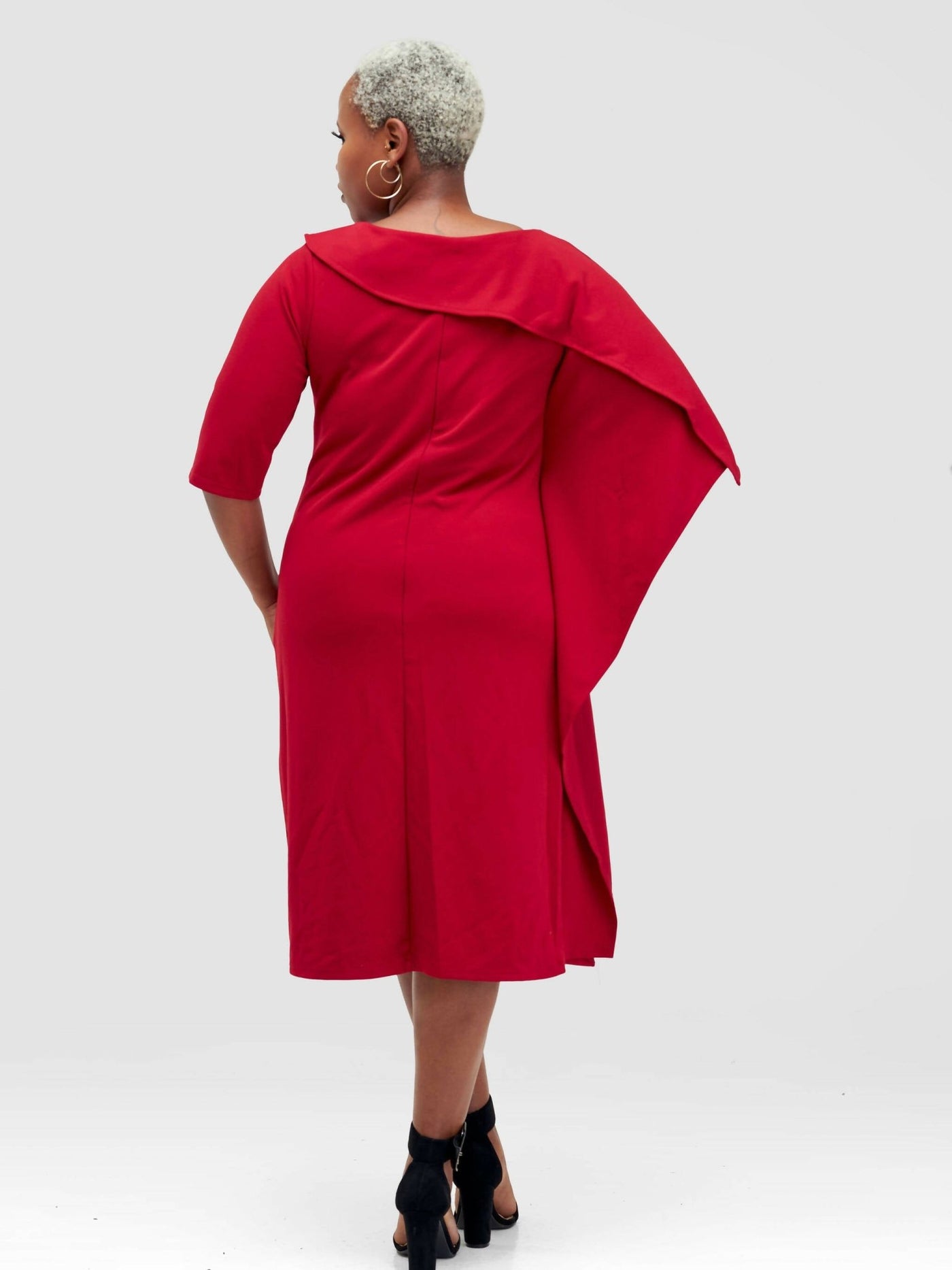 Twilight Collections Knee Length Straight Dress - Wine Red - Shopzetu