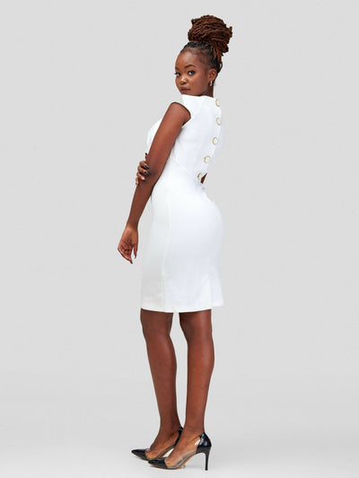 Immaculate Chic Cowell Neck Dress - White - Shopzetu