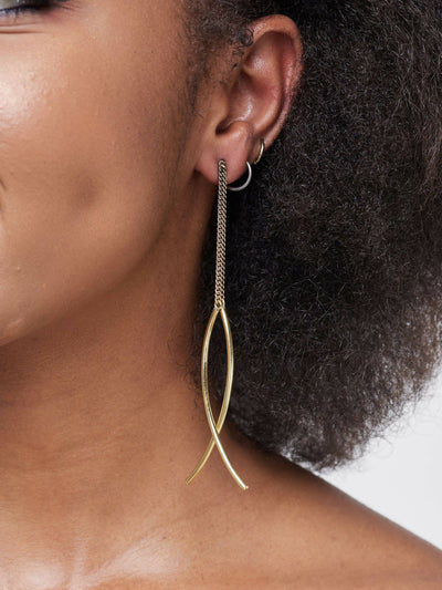 The M Collective Moon Curve Brass Earrings - Gold - Shopzetu
