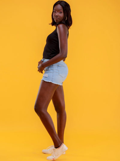 ForKeeps Denim Cut Off Shorts - Light Blue - Shop Zetu Kenya
