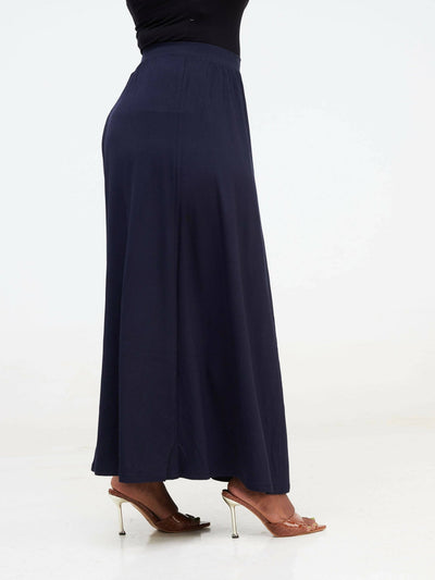 Hessed Maxi Wide Skirt - Navy blue - Shopzetu