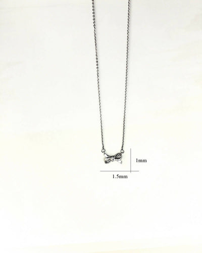 Slaks World Fashion Bowtie Style Necklace - Silver - Shopzetu