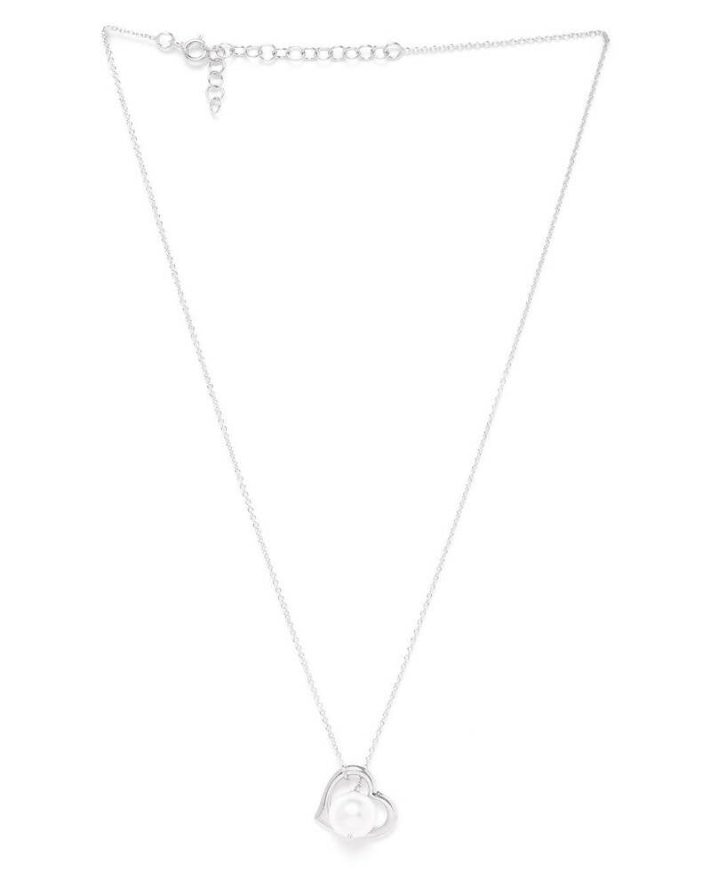 Slaks World Fashion Heart Shaped Necklace - Silver