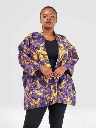 Izulu Mundusi 7 Short Kimono - Purple Print - Shopzetu