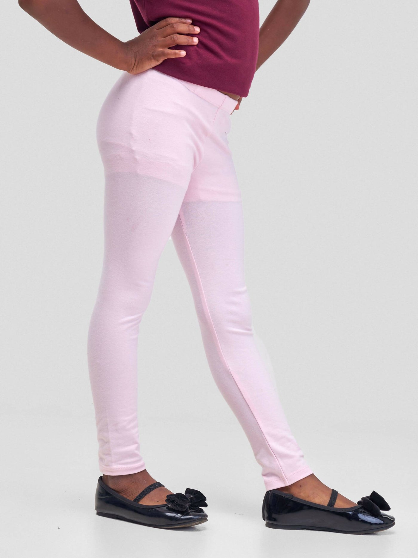 Inken Solid Girls Full Length Legging - Light Pink - Shopzetu