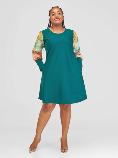 Jolly Fancy Wear Tamasha Shift Dress - Emerald - Shopzetu