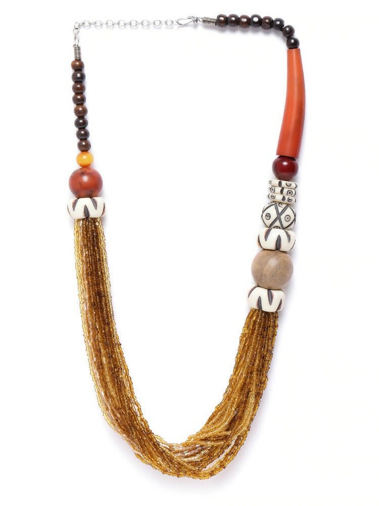 Slaks World Fashion Geometrical Bead Layer Necklace - Multicolor - Shopzetu