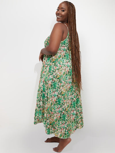 Have To Have A-Shape Dress - Green Print - Shop Zetu Kenya