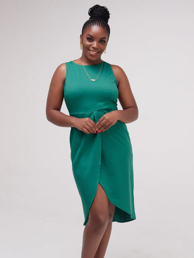 Hekaya Cold Shoulder Dress - Green - Shop Zetu Kenya