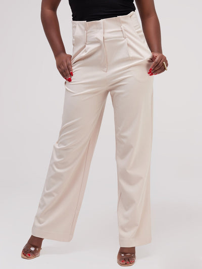 Hekaya Wide Leg Pants - Buttermilk - Shop Zetu Kenya