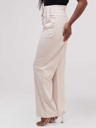 Hekaya Wide Leg Pants - Buttermilk - Shop Zetu Kenya