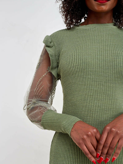 Infy Knit Wear Knit Dress - Green - Shopzetu